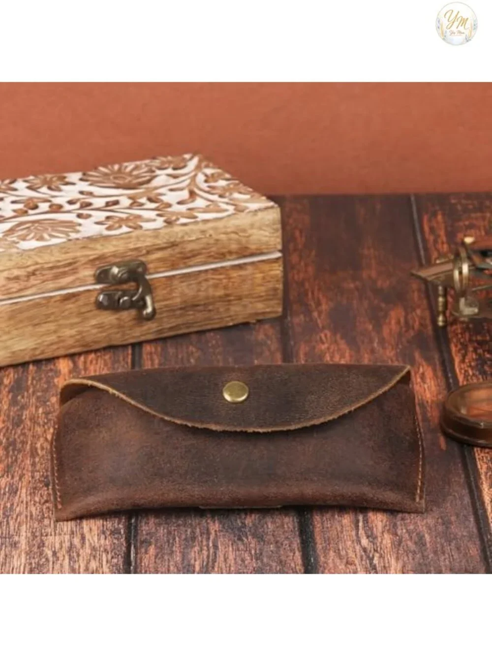 Genuine Leather Eyeglass Case Sunglasses Holder Vintage Eyewear Storage